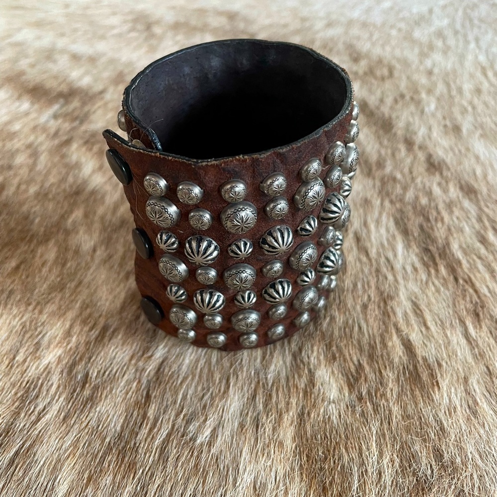 Western leather silver cuff